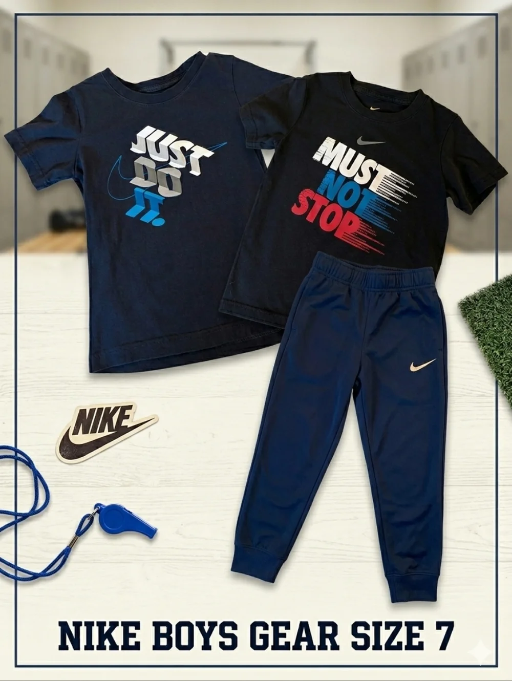 Nike Boys Activewear Outfit Bundle Set T-Shirts Jogger Track Pants Size 7 6X Lot - Picture 1 of 9